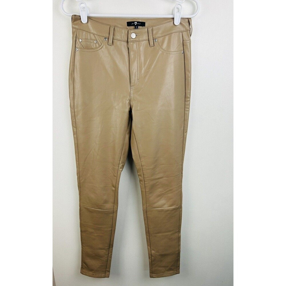 7 for All ManKind Tan Faux Leather Women’s Ankle Pants Size small